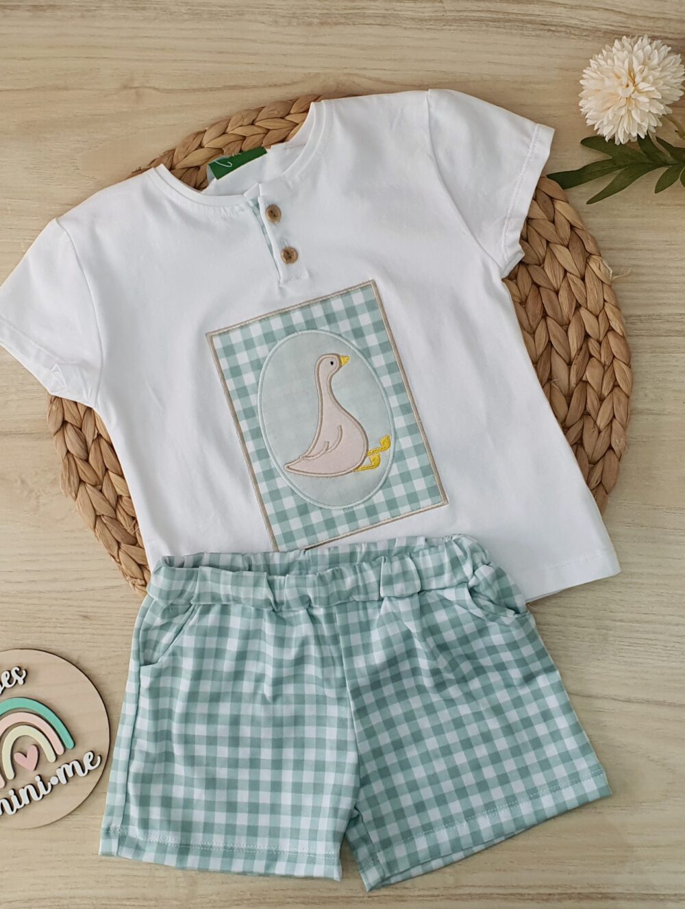 Conjunto oca vichy verde 18 meses
