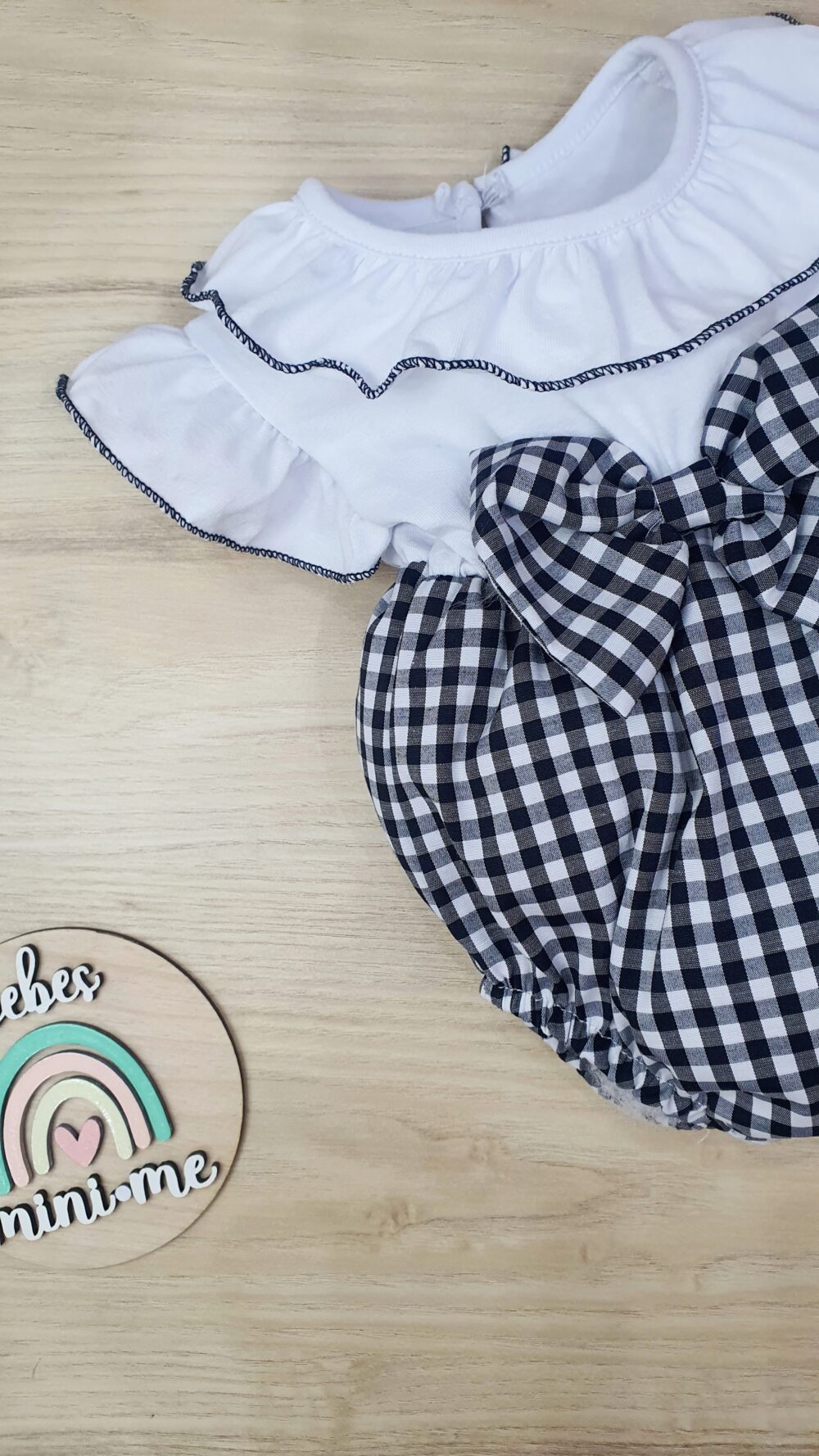 Pelele vichy negro lazo - Imagen 3