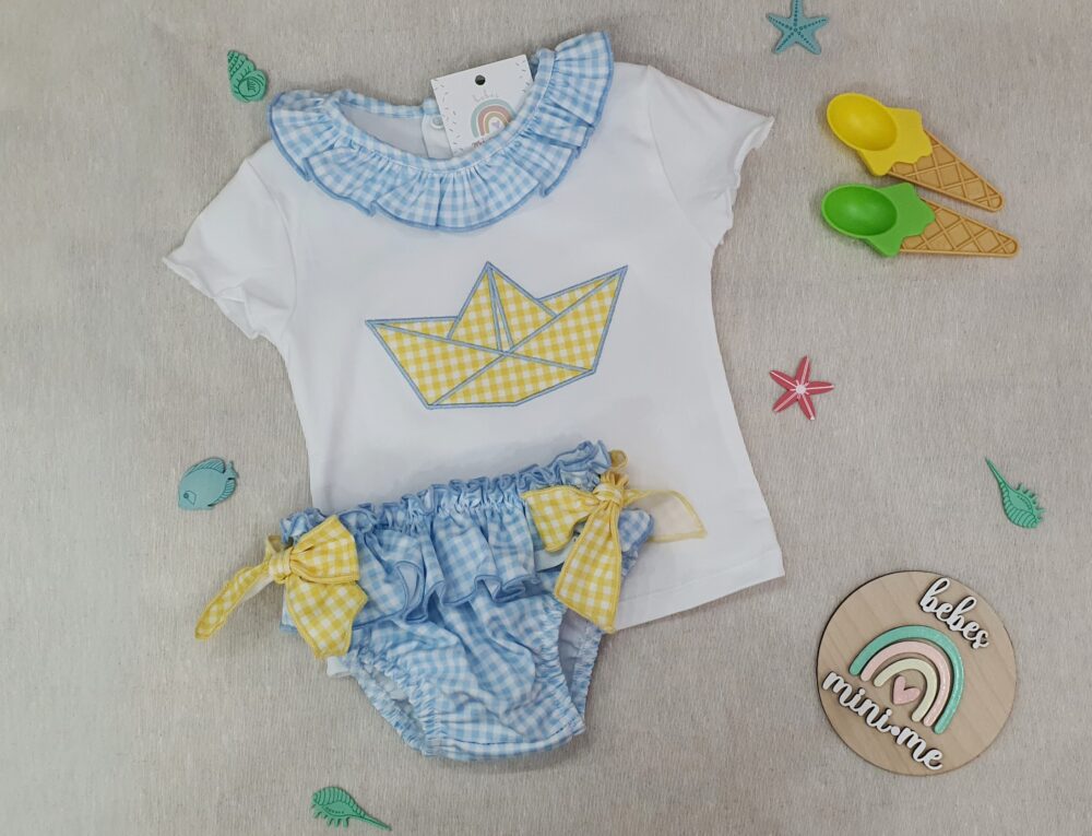 Conjunto braguita baño barco de papel